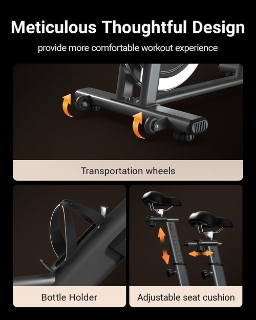 HARISON Exercise Bike - Magnetic Stationary Indoor Cycling with Adjustable Resistance & APP Connectivity | 380lb Capacity