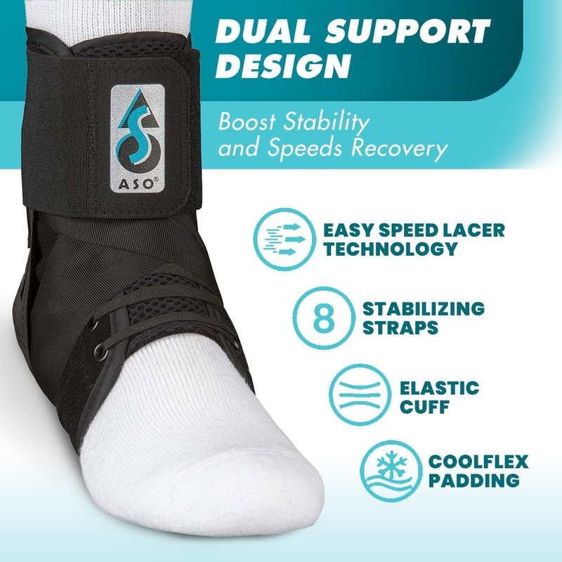 Med Spec ASO Speed Lacer (Small, Black) – Ankle Brace for Sprained Ankle and Peroneal Tendonitis, Orthopedic Ankle Support for Men, Women, Adults, Teens and Kids, Sports Injury Recovery, 223612