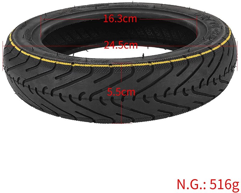 YBang 60/70-6.5 tubeless tire with valve for Segway Ninebot Max G30 / G30P / G30LP electric scooter solid rubber tires 10-inch anti-slip explosion-proof tires (1 Pce)