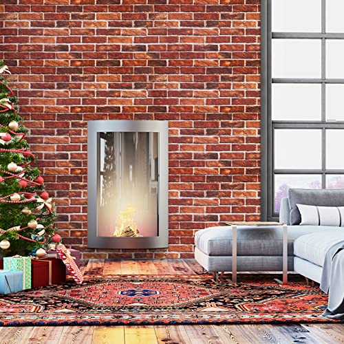 Red Faux Brick Wallpaper Peel and Stick Wallpaper 3D Brick Contact Paper 17.71in ¡¿ 118in Self Adhesive Wall Paper for Fireplace Bedroom Living Room Decoration