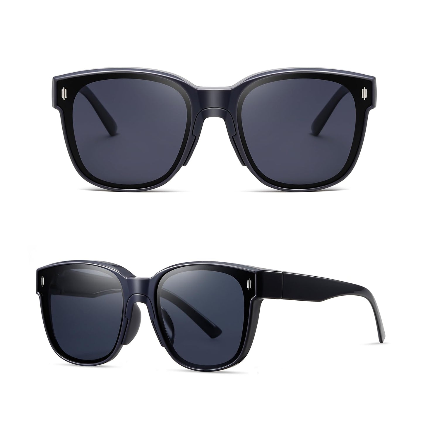TICHSYGIA Women Polarized Sunglasses for Men Warp Around Black Square Frame Driving Sun glasses UV Blocking