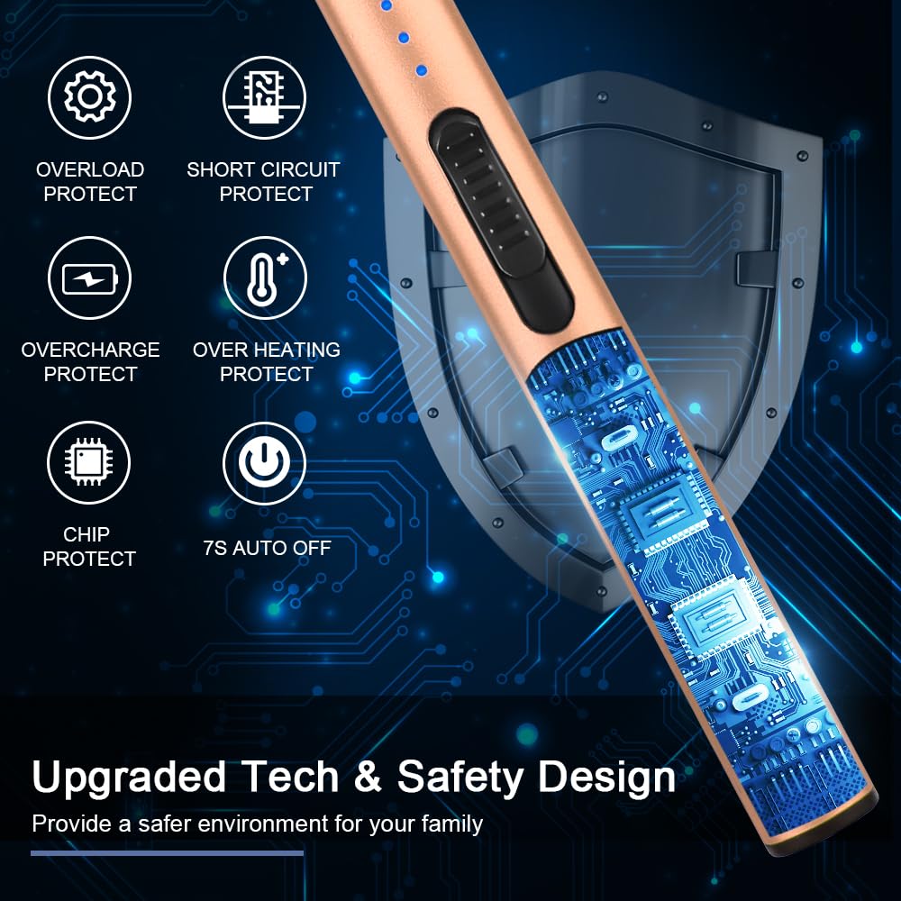 SUPRUS Electric Arc Windproof Flameless USB Rechargeable Lighter with Safety Lock for Candle (Peach Fuzz)