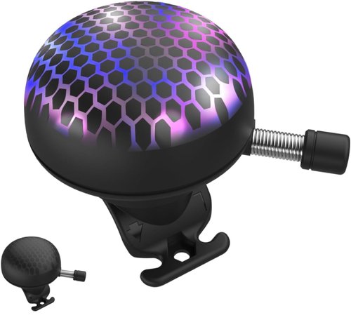 LEISPO Electric Bike Ring Bell - Loud Bicycle Horn for Adult Bikes 5 Sounds 100dB - Classic Bicycle Bells for Road Bike- Rechargeable & Water Resistant, Light Up Bike Bell for Kids & Adults (Black)