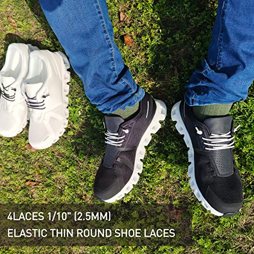 Elastic No Tie Shoe Laces - 2 Pairs for On Cloud 5, 6 - White 24in
