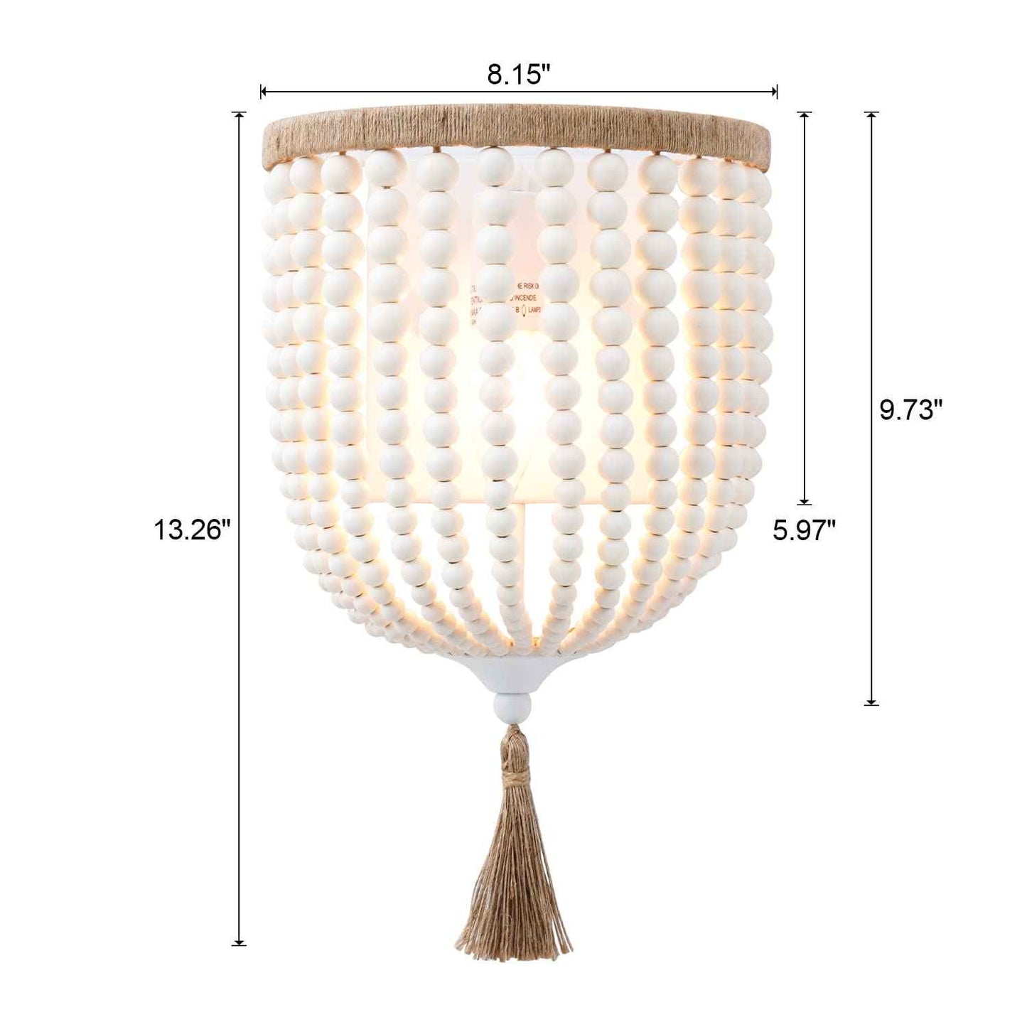 VILUXY Bohemia Wood Beaded Wall Sconces Bedside Antique Rustic Wall Sconce Lighting Fixture White Finishing for Bedroom, Hallway, Entryway, Passway, Bathroom, Vanity 2 Pack