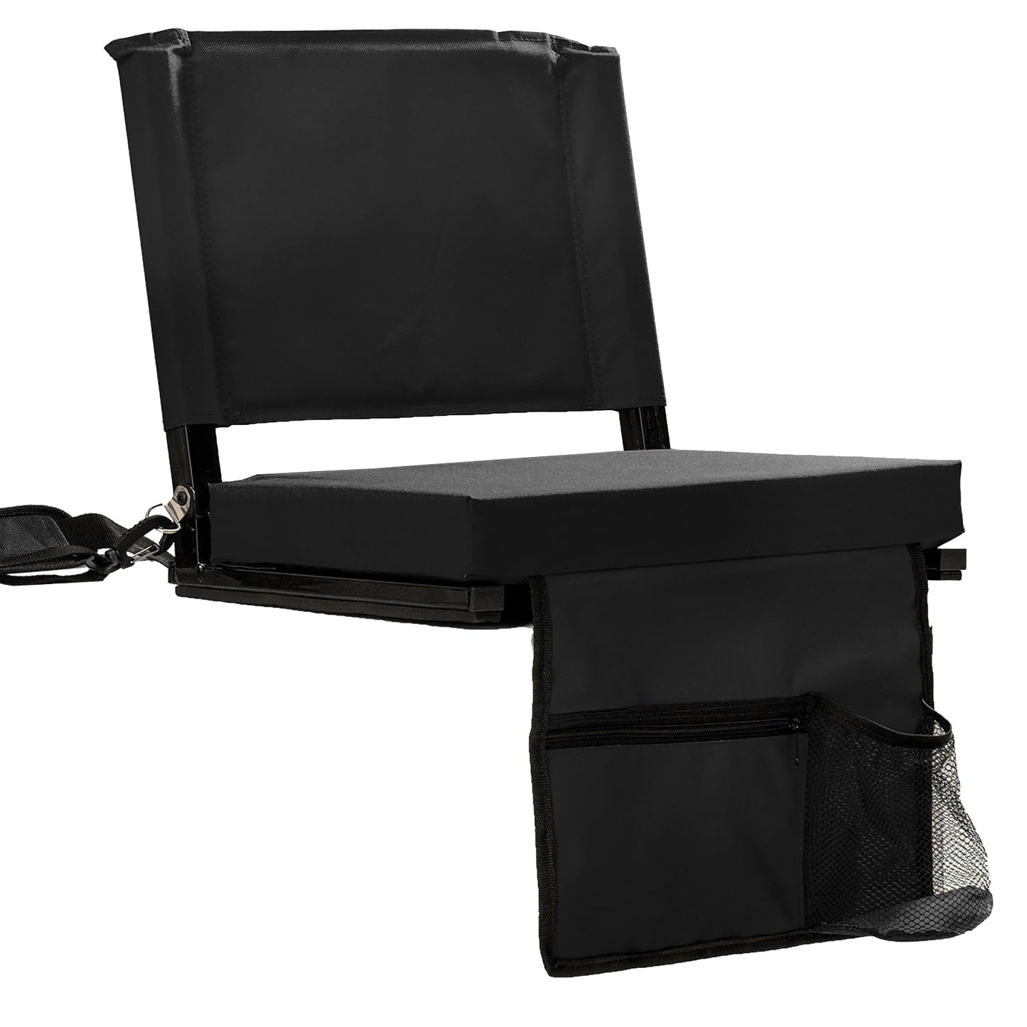 FZGhome Stadium Seats with Back Support for Bleachers, Folding Bleacher Seat Bleacher Chairs with Back and Cushion, Padded Stadium Chair with Shoulder Strap, 3 Large Mesh Pocket & Carry Handle