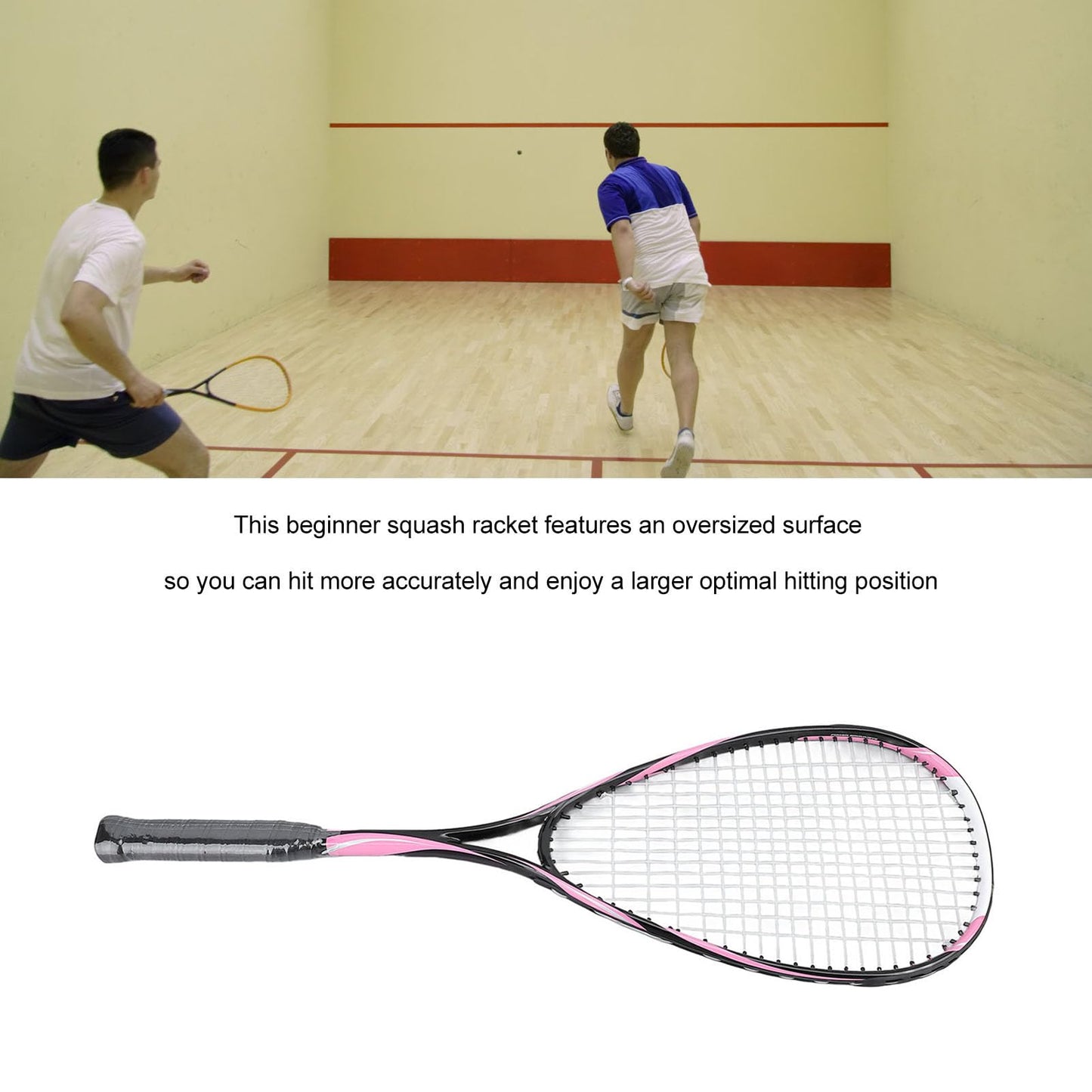 Sports Beginner Squash Racquet,Carbon Lightweight Squash Racket for Gym Park School (Red)