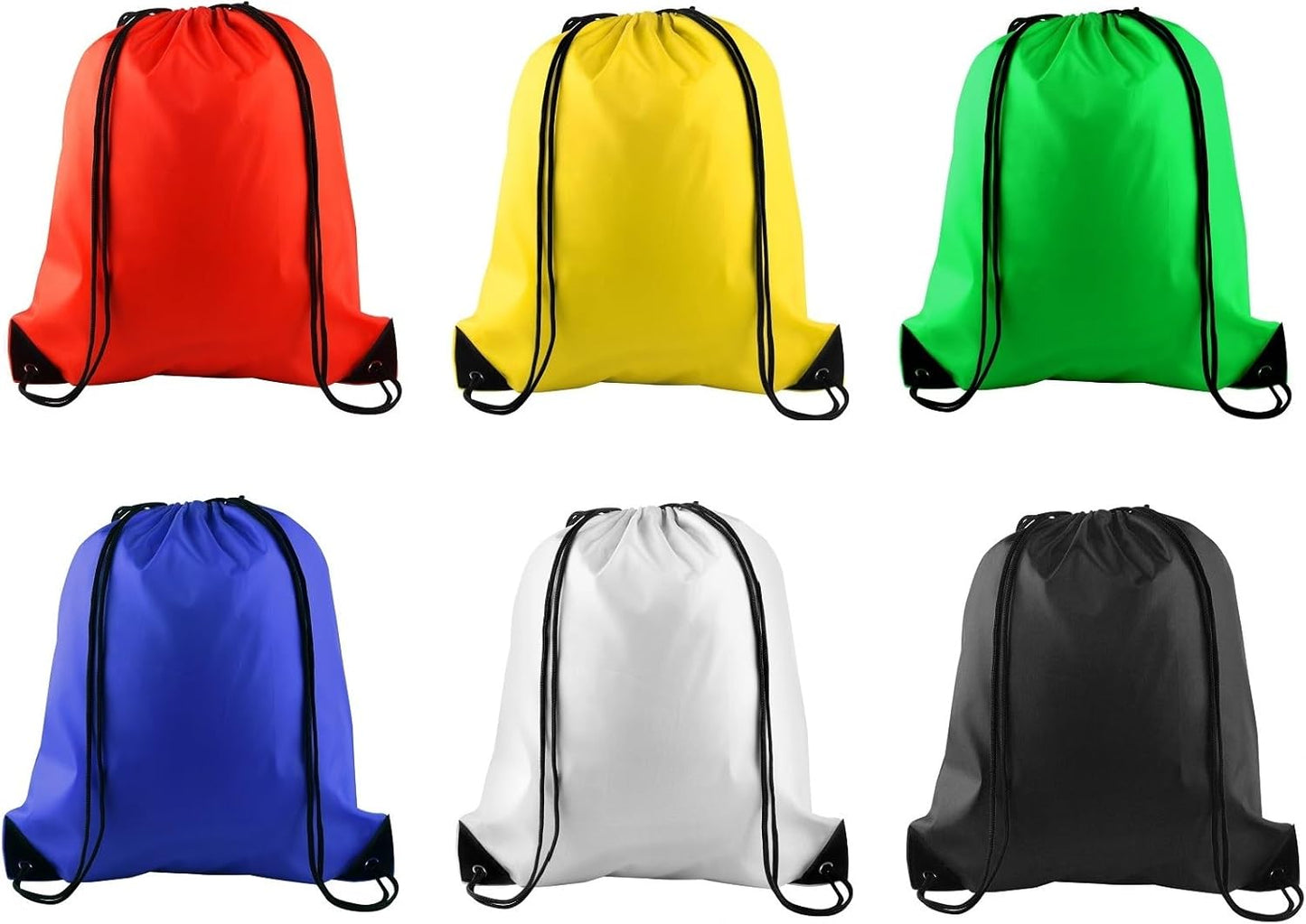 PLULON Drawstring Backpack Set - 6 Pcs Cinch Sacks for Sports, Yoga & Travel | Mixed Colors