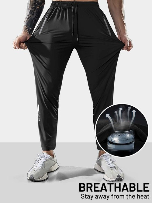 Hidkat Men's Hiking Pants Quick-Dry Lightweight Sweatpants Outdoor Fishing Pants Water Resistant with Zipper Pockets Black