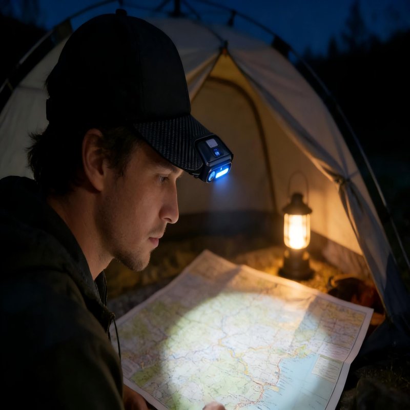 Ruirgo Clip On Light for Baseball Cap, Super Bright Rechargeable LED Headlamp Hat, 180° Adjustable Hands-Free Light, Waterproof Design for Running, Camping, Fishing, Hunting, Cycling