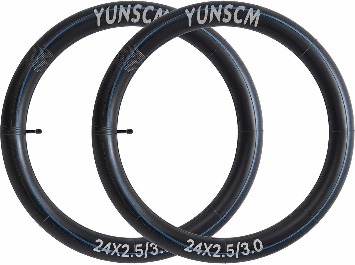 YUNSCM Heavy Duty Fat Bike Tire Tubes - 24" Butyl Rubber Inner Tubes with AV32mm Schrader Valve | 2-Pack