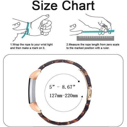 Ayeger Resin Band Compatible with Fitbit Alta/Alta HR/Ace,Women Men Resin Accessory Rose Gold Buckle Band Wristband Strap Blacelet for Fitbit Alta/Alta HR/Ace Smart Watch Fitness(Tortoise)