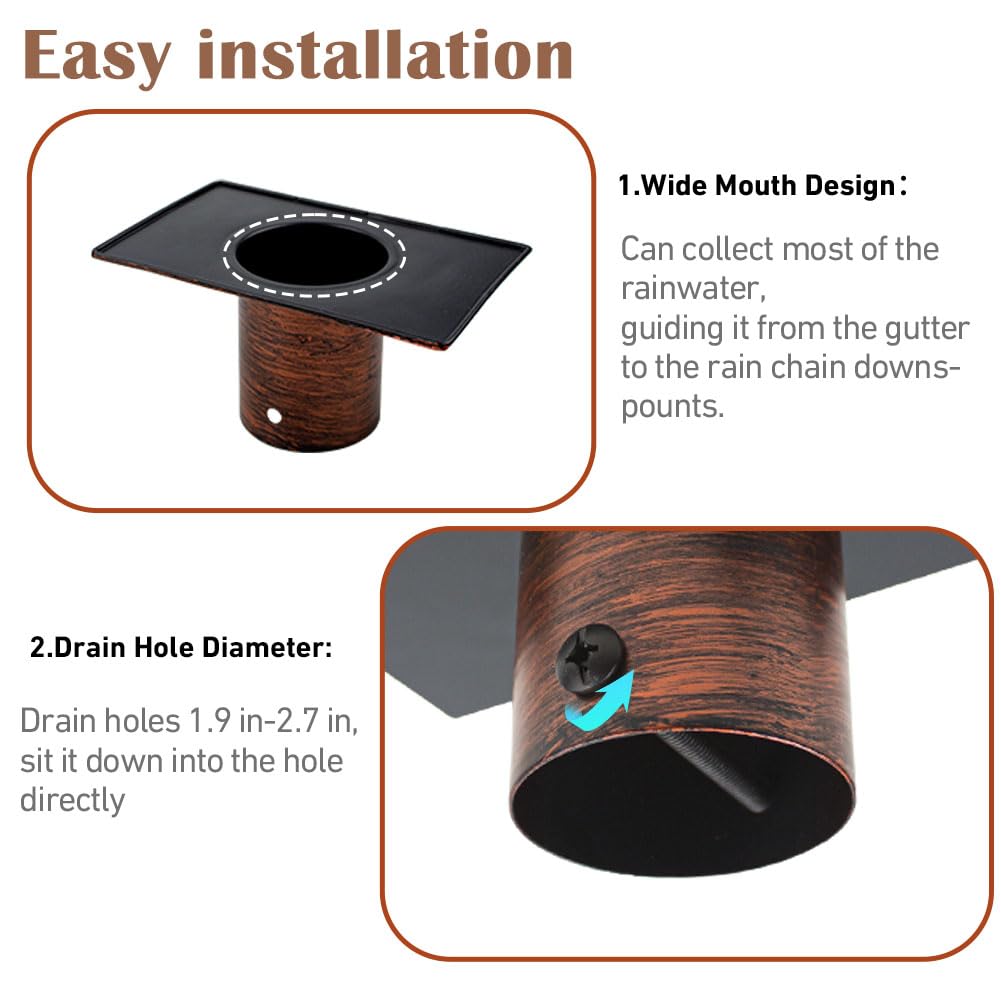 dreamysoul Rain Chain Gutter Adapter, Metal Rain Catcher Chain Adapter for Rain Chain Installation, Standard