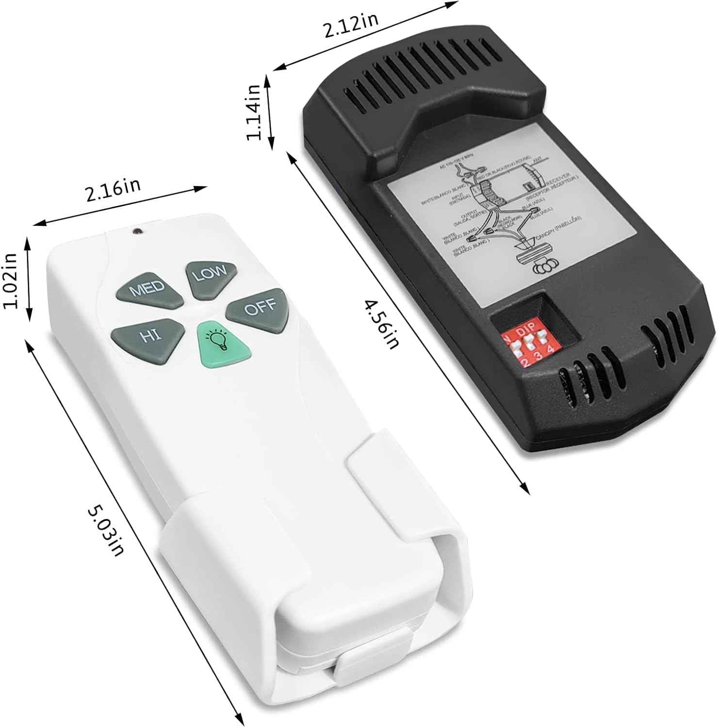 Universal Ceiling Fan Remote Control Kits with Light Dimmer 3 Speed FAN28R Receiver Lamp Dim Remote Replacement for Harbor Breeze Hampton Bay Hunter,Replace FAN-53T 2AAZPFAN53T 11T KUJCE9103 UC7030T