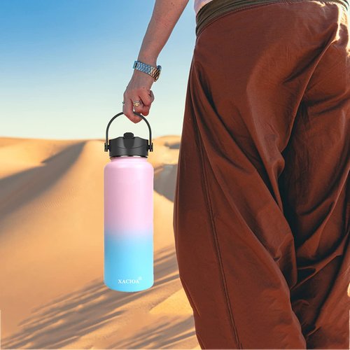 XACIOA Straw Lid Compatible with Hydro Flask Wide Mouth Bottle and Most Sports Water Bottles, Fit 12 16 18 32 40 64 oz Bottle with Replacement Straw and Brush