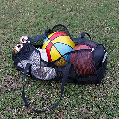 Yocoolfun Large Mesh Basketball Duffel Bag with Shoulder Strap for Sports Gear