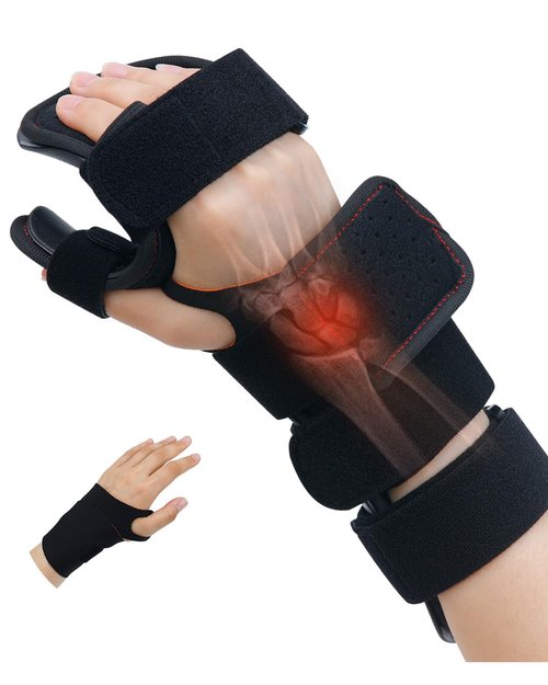 Lerboai Resting Hand Splint Stroke Night Immobilizer with Included Wrist Brace Enhanced Experience, Functional Wrist Finger Brace- Pain Relief For Carpel Tunnel, Stroke Recovery, Arthritis, Tendinitis