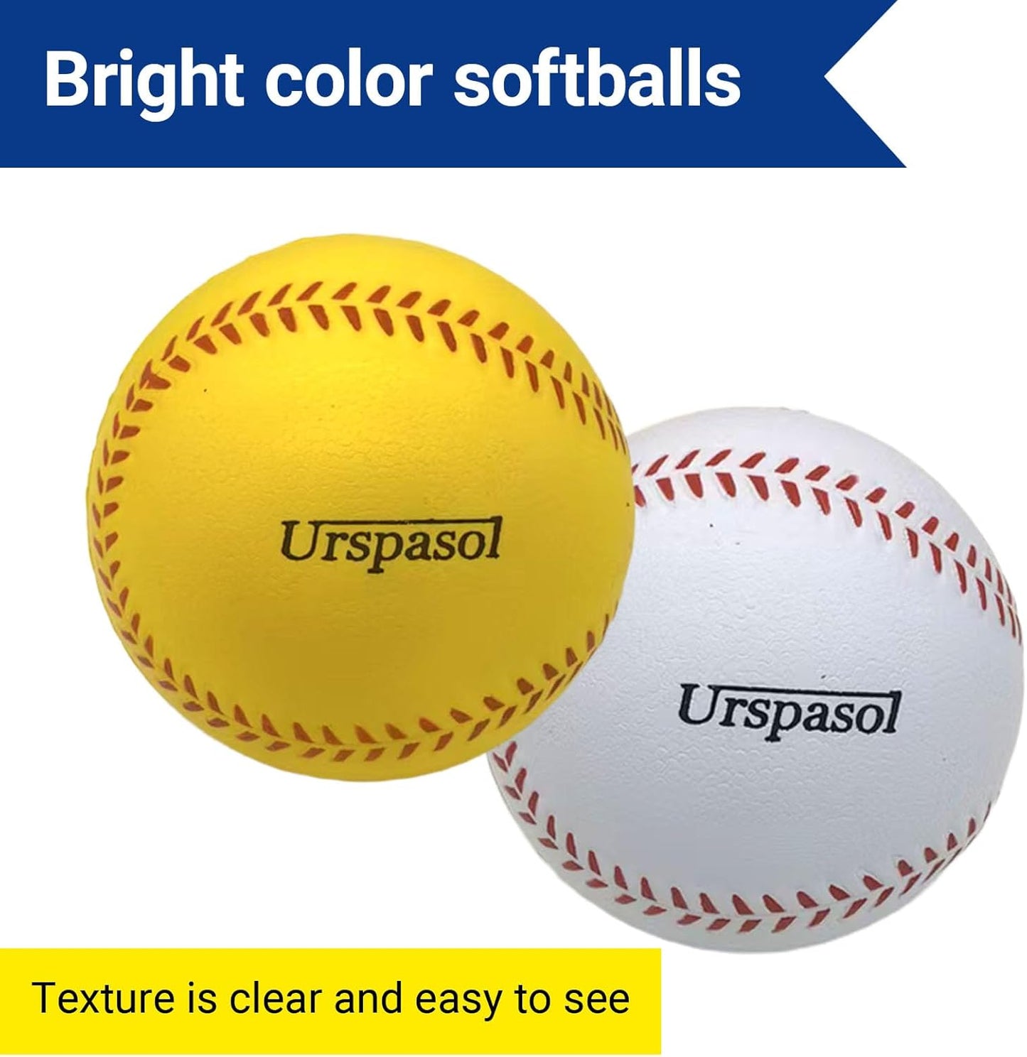Urspasol 12-Inch Soft Foam Practice Softballs - Oversized Baseballs with Mesh Bag for Safe Training