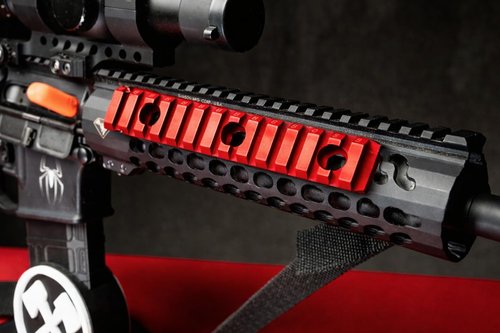 Gotical 13 Slots Picatinny Rail keymod Lightweight Aluminum Red Rail for Handguard System with Allen Wrench - 2 Pieces (Red)