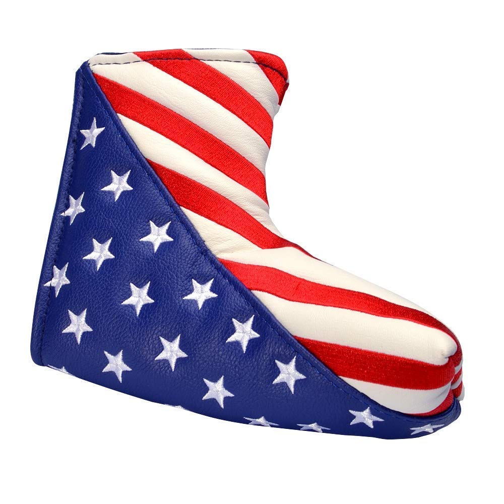 PLUSKER USA Golf Blade Putter Cover - Magnetic Stars and Stripes Leather Protector for Golf Course