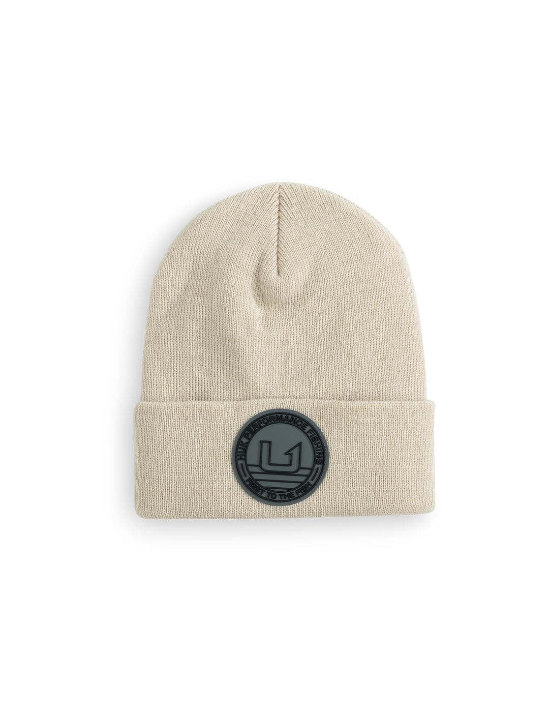 HUK Mens Embossed Beanie, Soft, Warm, and Comfortable Knit Fishing Hat for Cold Weather, Natural, One Size