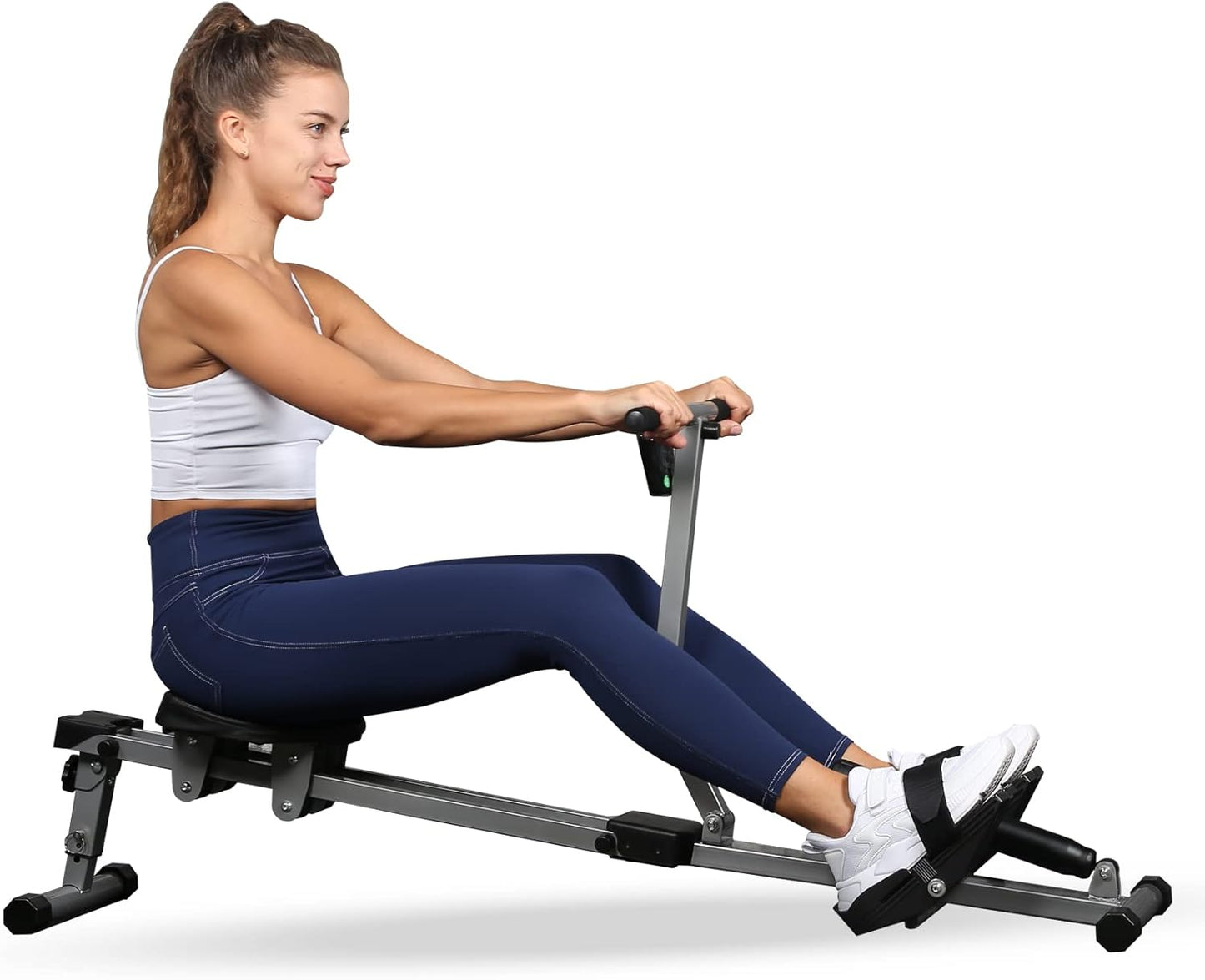 YSSOA Rowing Machine - Adjustable Resistance Rower Ergometer with Digital Monitor | 260 lbs Capacity - Black