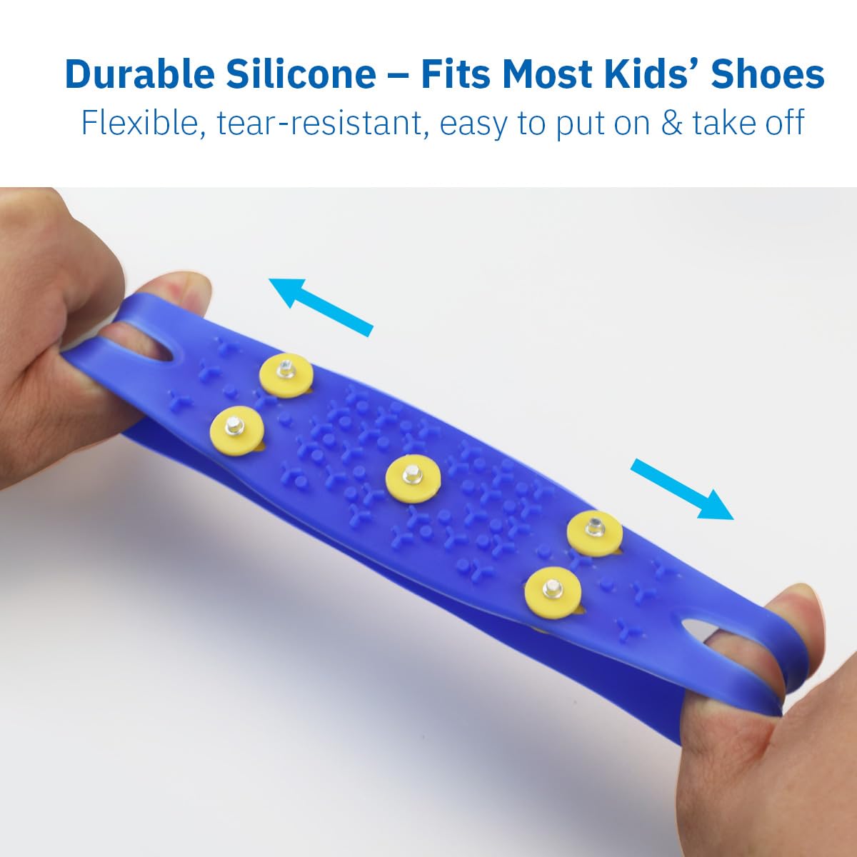 Kids Ice Cleats for Shoes & Boots, Anti-Slip Snow Cleats with Extra 10 Stainless Steel Ice Spikes, Silicone Snow Grips for Kids, Youth & Toddlers Walking, Running & Outdoor Play