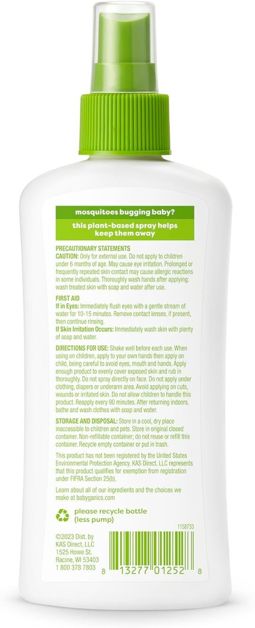 Babyganics Insect Spray - 6oz | Natural Plant & Essential Oils Formula - 2 Pack