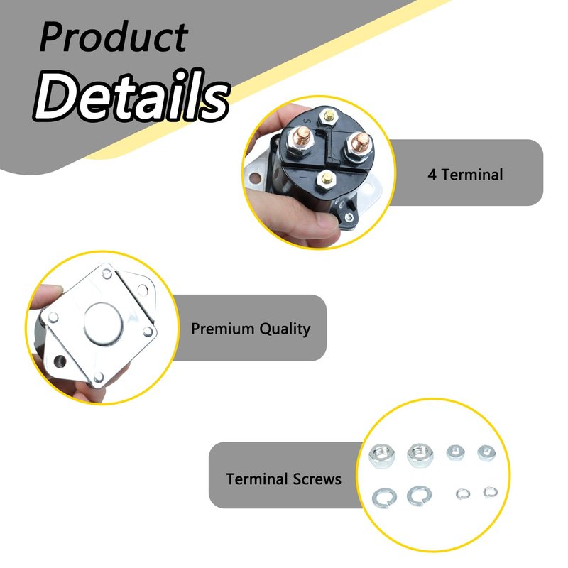 1013609 12V Golf Cart Solenoid Compatible with Club Car DS & Precedent Gas 1984-up Replace 1117, 1012275, 435-154, LPL6003