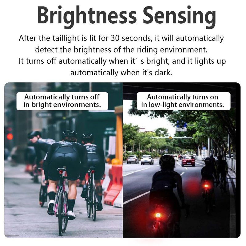 Smart Bike Tail Lights, Rechargeable Bike Lights for Night Riding, Waterproof IP66 Rear Bicycle Light Auto On/Off & Long Standby, Wireless Bicycle Taillights Waterproof IP66 Bike Accessories