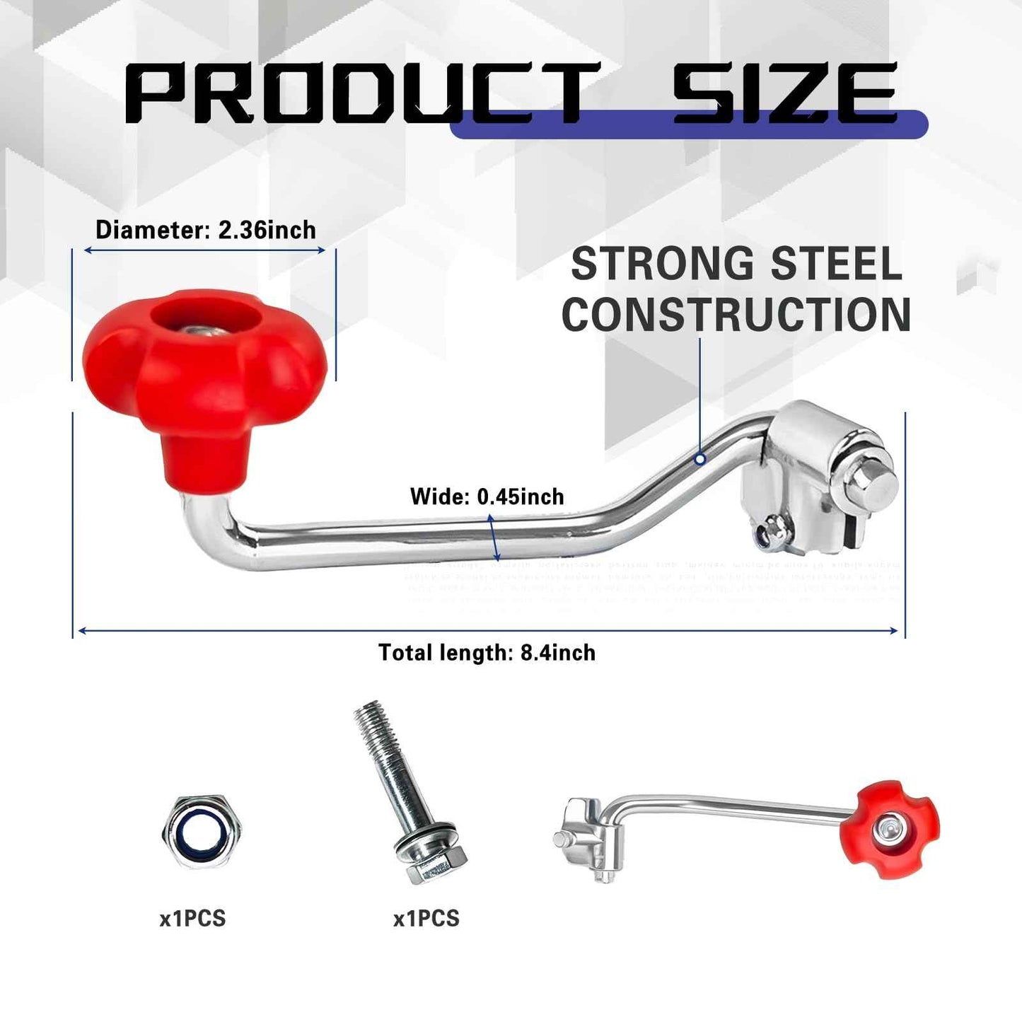 Kenqulio 1 Pack Universal Trailer Jack Handle Replacement Includes Bolts Nuts & Spacers Wind Jack Handle for Most Jacks Trailer Carbon Steel Red