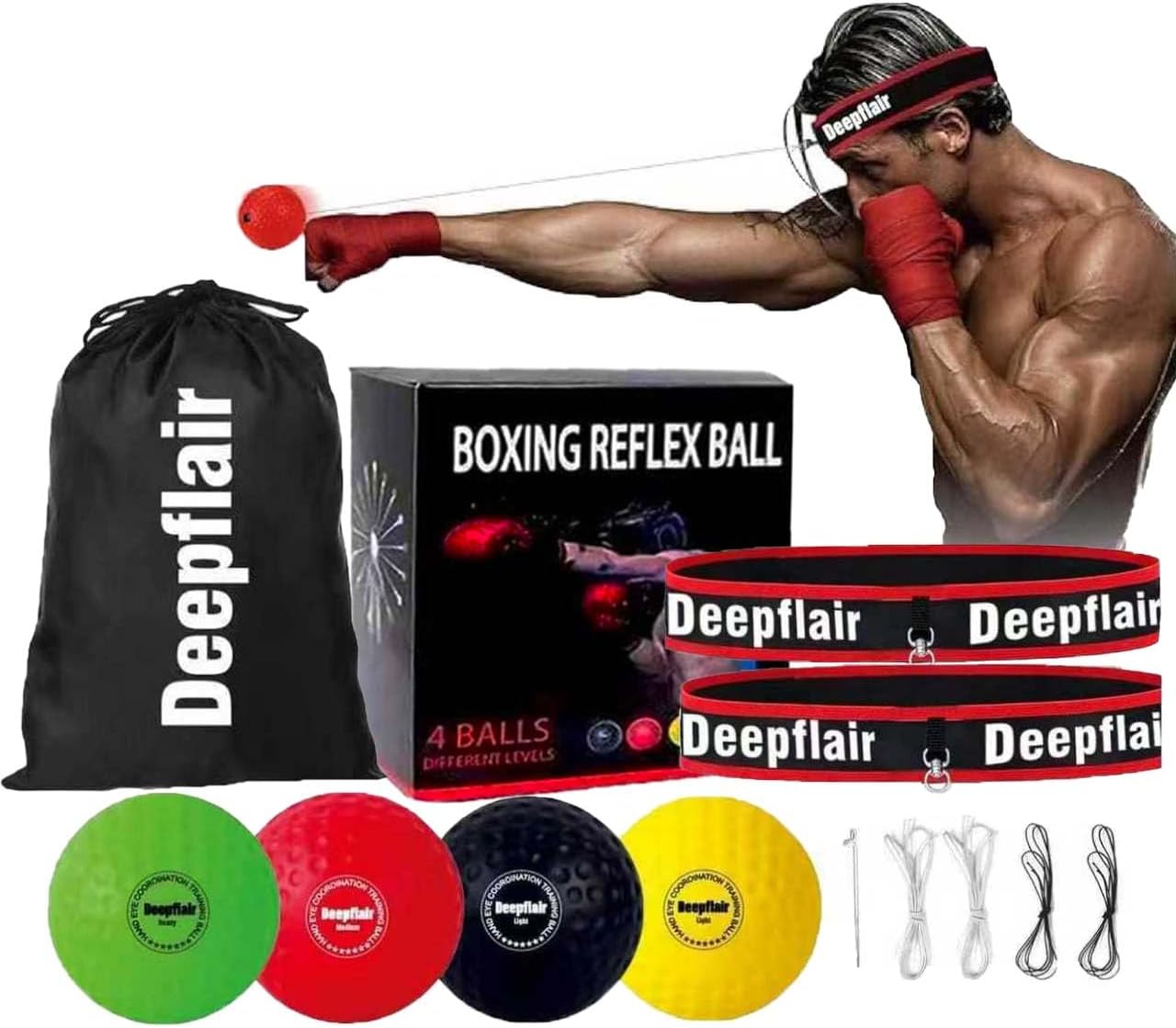 Skiennix Boxing Reflex Balls Set - Adjustable Headband for Enhanced Speed & Hand-Eye Coordination | 4 Pieces