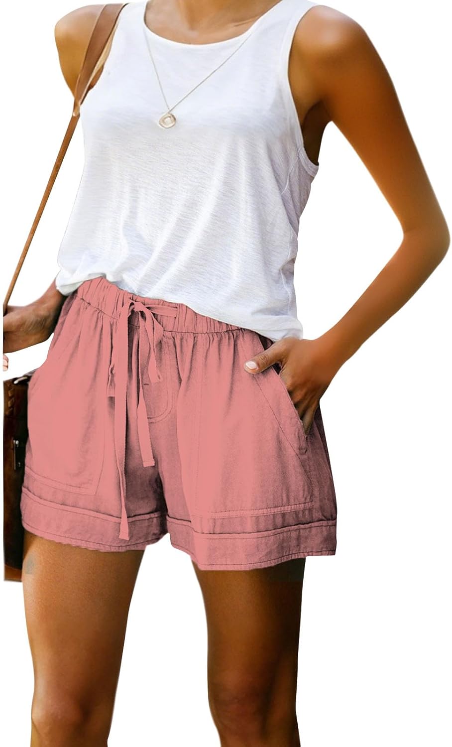 Skiennix Stretch Athletic Shorts for Women - High Waist, Casual Summer Running Pants with Pockets
