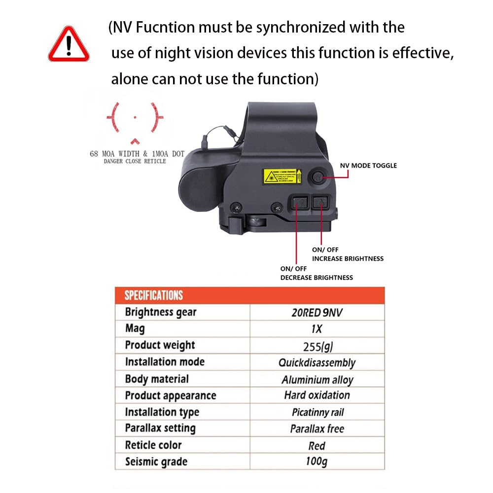 Metal 553 Red Green Dot Sight/558 Holographic Reflex Sight Optical Scope Replica Scope NV Compatible, with 20mm Rail Mount, Fit for G33 G43 G45 3X 5X Magnifier, Outdoor Hunting Accessories