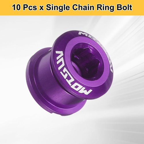 HARFINGTON 10pcs Single Chain Ring Bolts M8 Aluminum Alloy Bicycle Crankset Nuts Chainwheel Screw for Road Bike Mountain Bike, Purple