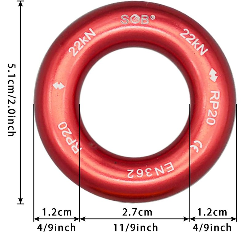 RESQT 40kN/22kN Aluminum Rappel Ring, Climbing Belay Rappel O-Ring Connection Ring for Rock Climbing Arborist Hammock Rescue Slackline Rigging Tree Climbing Rappelling
