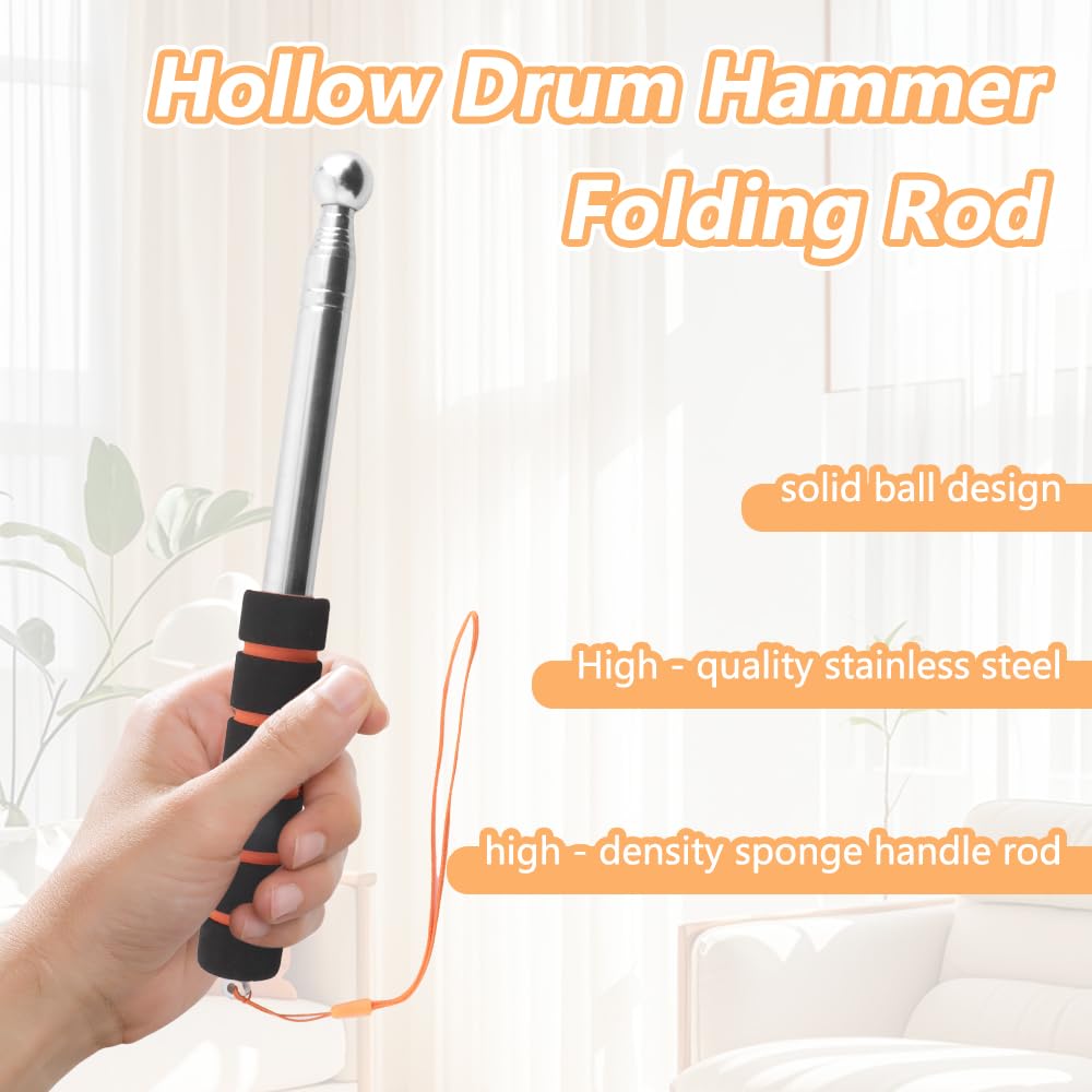 TWZKXC 2 Pcs 51" Hollowing Drum Hammer Sound Detection Folding Stick, Upgraded Reinforced Thickened Telescopic Rod for House Decoration Inspection, Solid Ball Reinforcement Design Comes with Lanyard