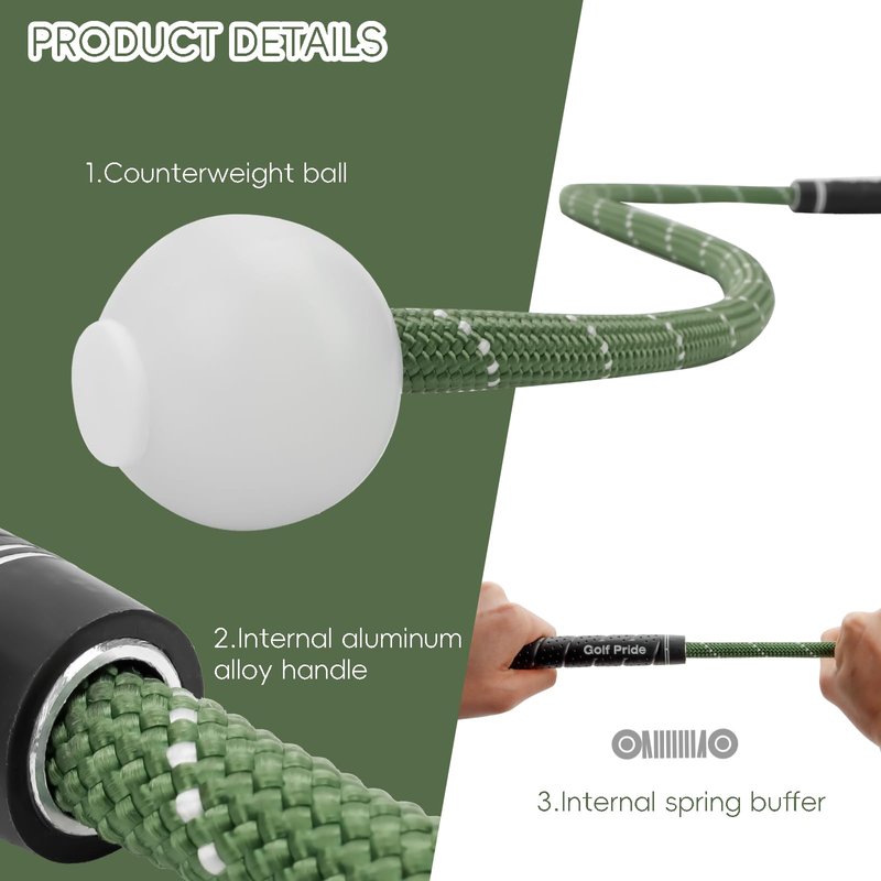 WWFFEN Golf Rope Swing Trainer, Golf Swing Training Aid, Professional Golf Swing Rope Training Aid to Improve Speed, Tempo, Rhythm, Flexibility, Strength, Golf Warm-Up Practice Equipment for Golfers