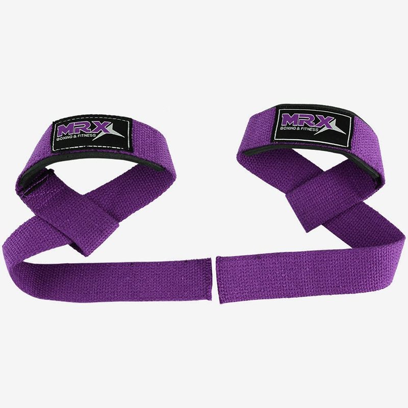 MRX Weight Lifting Bar Strap for Gym Workout Training Bodybuilding Deadlift Padded Straps Men/Women (Purple)