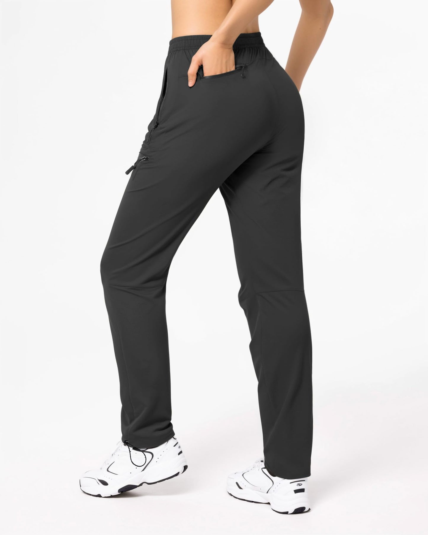 FLEFRM Womens Hiking Pants Quick Dry Tall Insteam 29"/32"/34"/36" Water Resistant Lightweight Cargo Pants with 5 Pockets Insteam 34", Black, XL