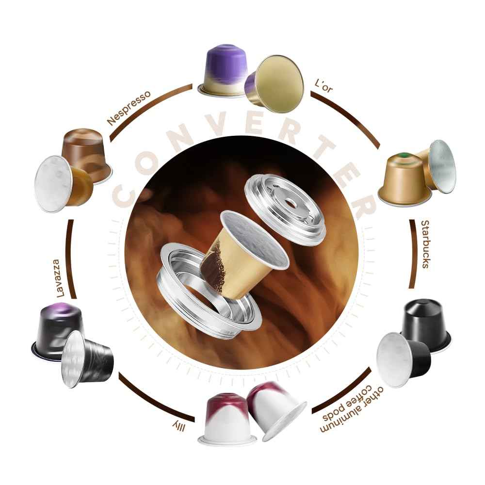 Reusable N espressoVertuo Pod Adapter Compatible with Delonghi ENV135/VertuoLine GCA1, BENFUCHEN Stainless Steel Coffee Capsule Converter For VertuoMachine, Brewing NS Coffee (Brewing 150 ML/5 oz)