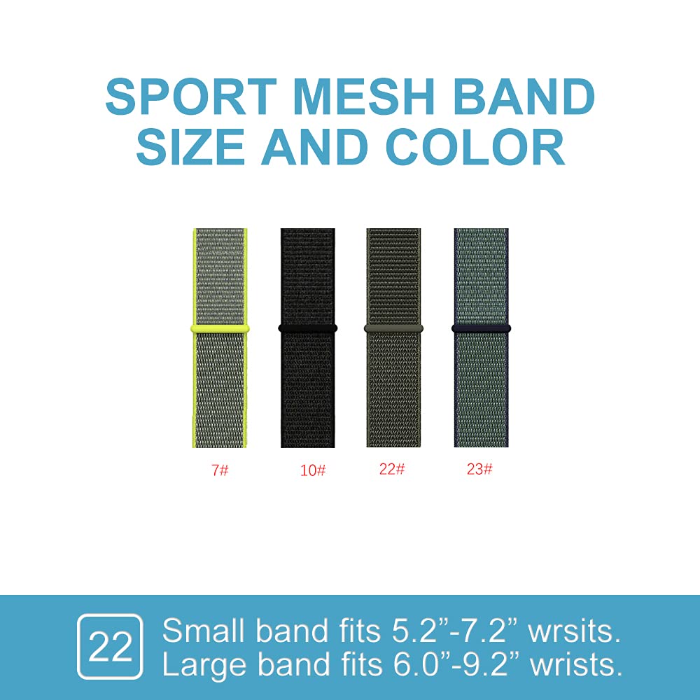 Leiou Sport Mesh Strap Compatible with fenix 7/6 Pro/Sapphire/Solar Watch Band Woven Nylon Replacement Wristband 22 mm - (22#) Large