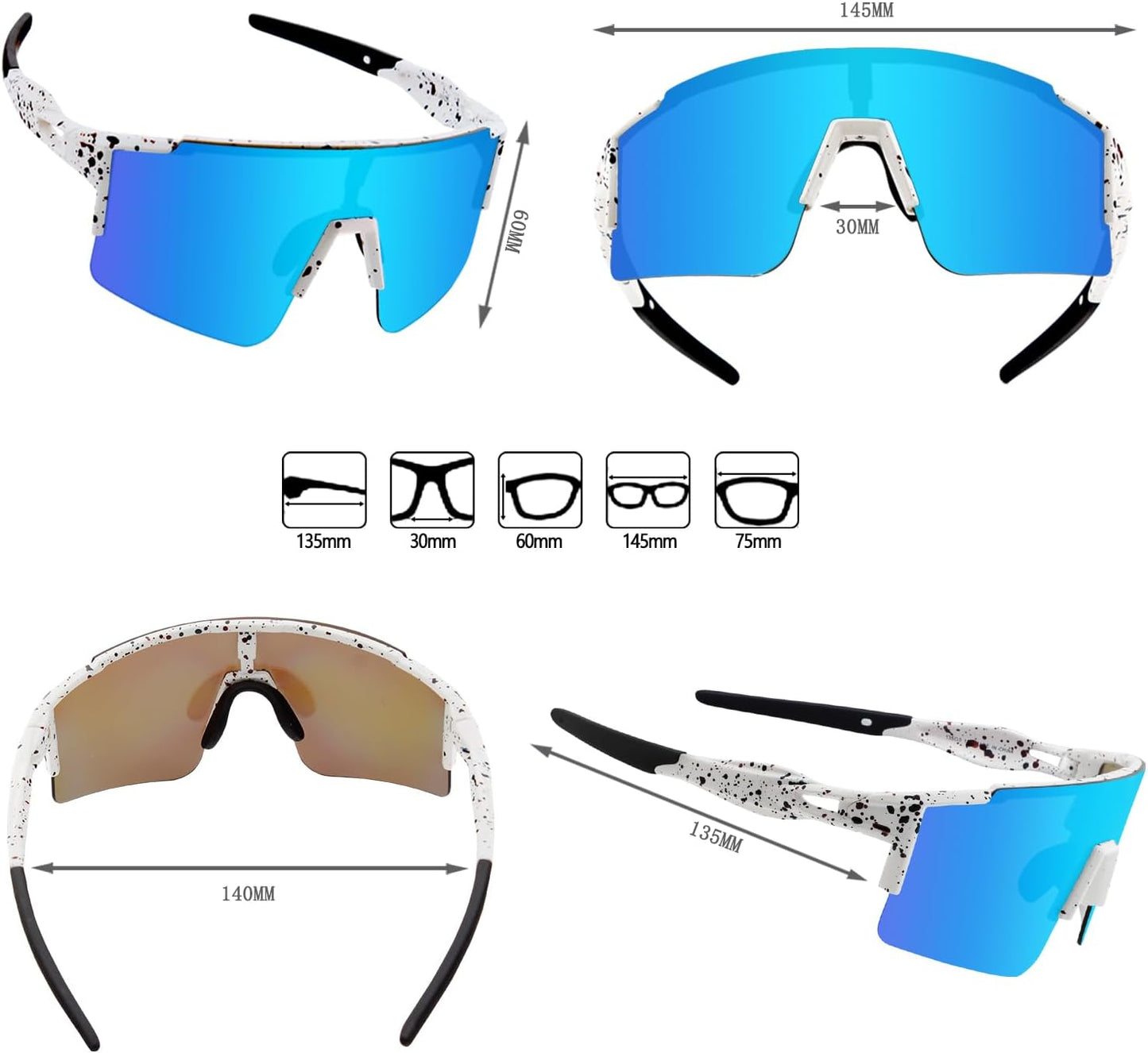 OULAIQI Cycling Sunglasses - Polarized for Men & Women | 1 or 3 Interchangeable Lenses