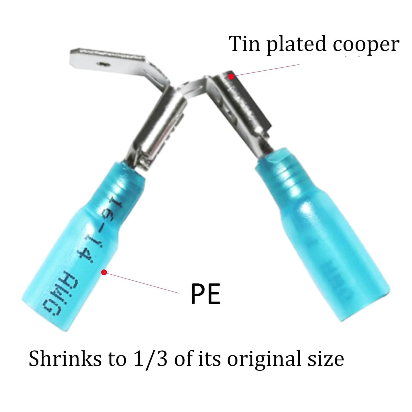 XUGERIP 50 PCS Heat Shrink Piggyback Spade Connectors, AWG 10-22 Insulated Quick Disconnect Wire Connector, Electrical Butt Terminals for Marine, Electronics, Automotive