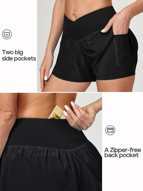 Ewedoos Athletic Shorts - High-Waisted Flowing Running Skorts for Women | Stylish Butterfly Design