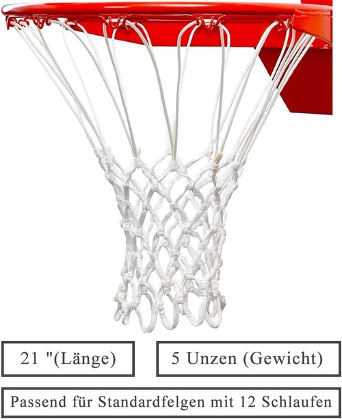 KATOP Premium Heavy-Duty Basketball Net Replacement - All-Weather, Anti-Whip Design | Fits Standard Rims, 12 Loops (White & Red)