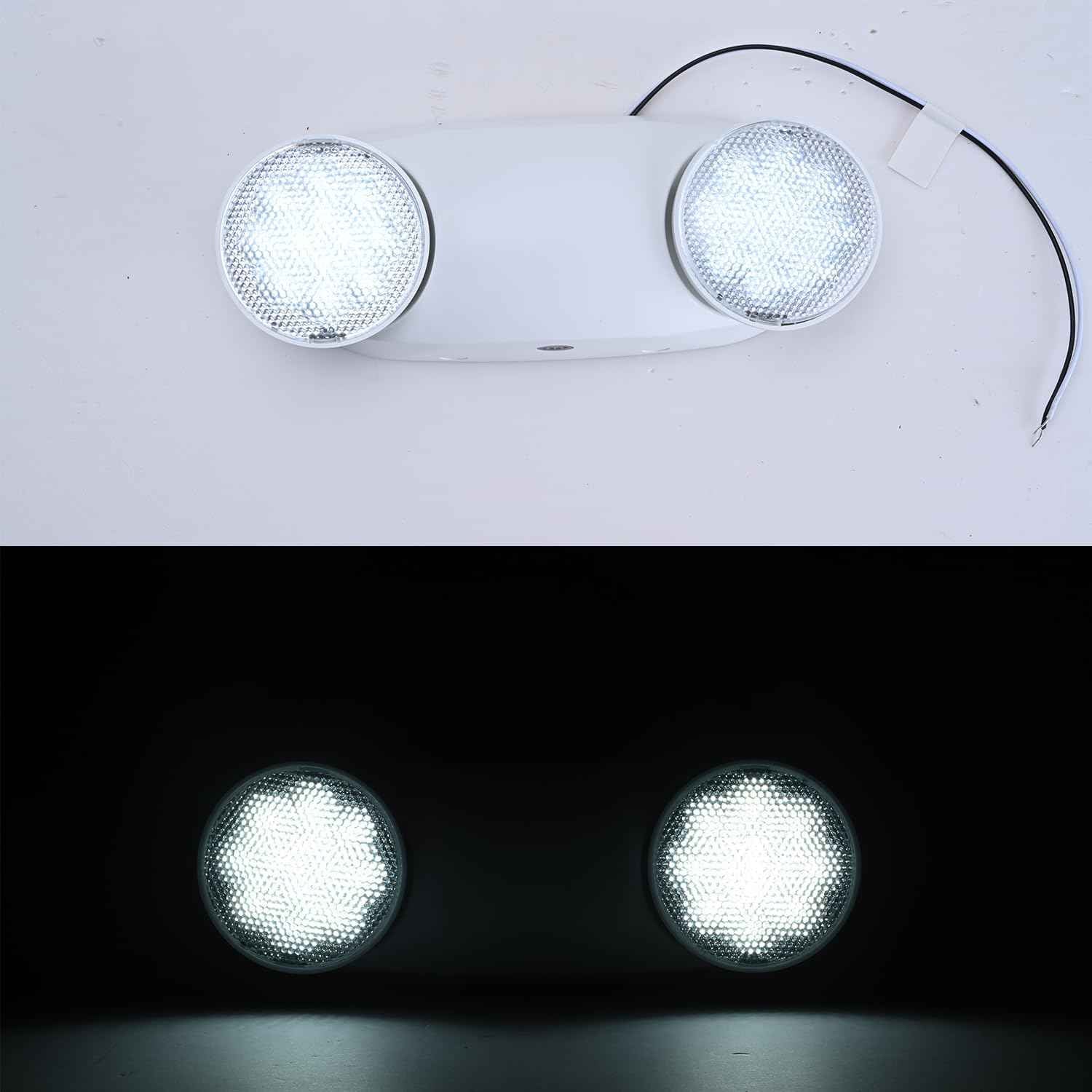 Apmeetlux Emergency Light,200lm 4Hours Battery Backup,Commercial Emergency Exit Lighting for Home Power Failure Outage Office Business Restaurants, Hardwired, UL 924 AC85-277V