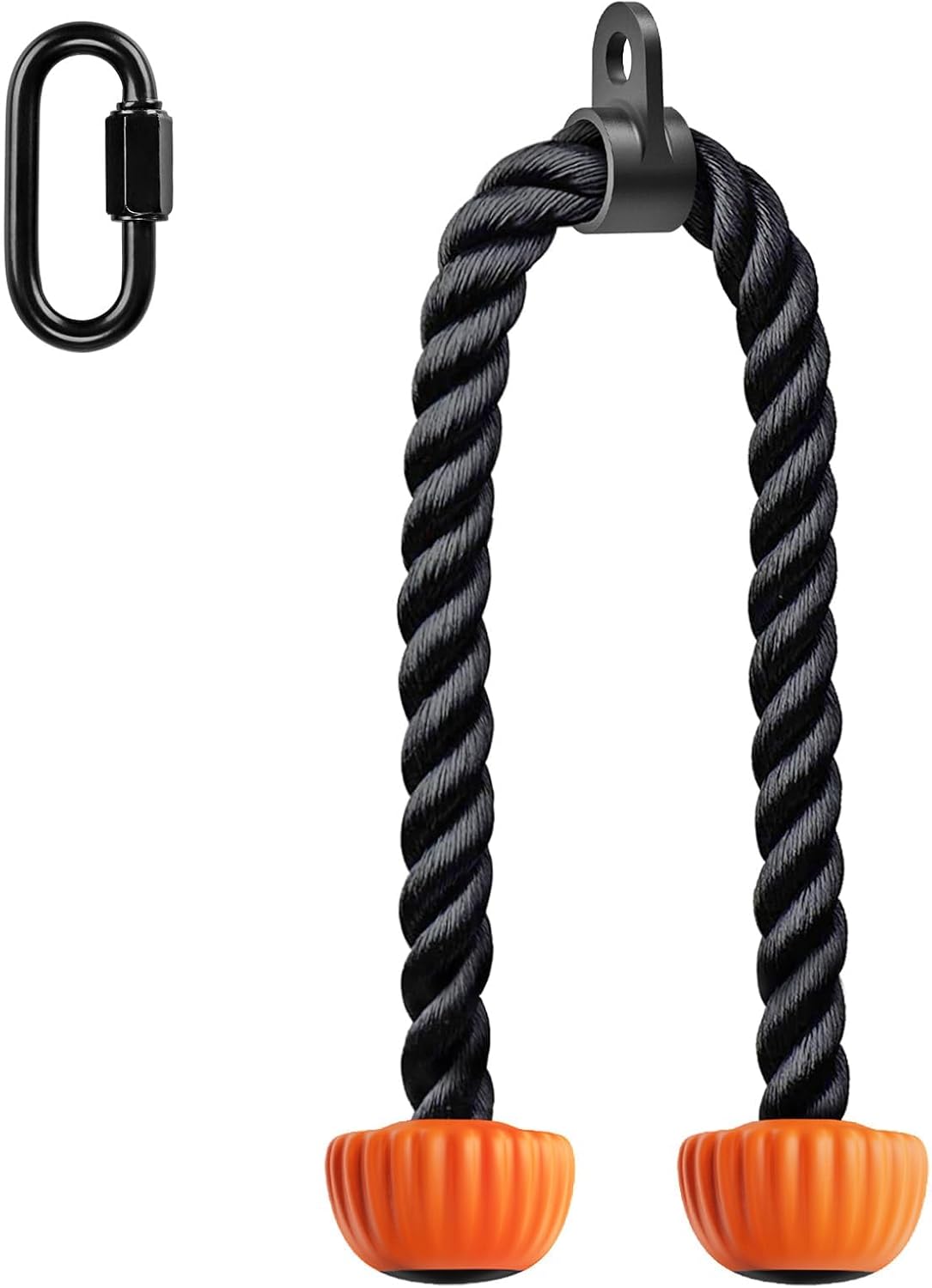 SELEWARE Triceps Rope - Non-Slip Rubber Ends for Home Gym | 28 & 36 Inch LAT Pulldown Attachment in Black & Orange