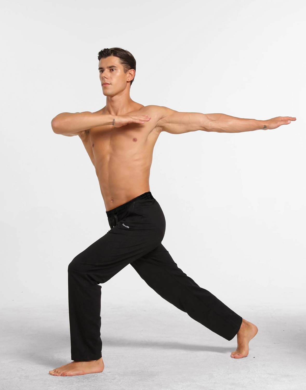 Skiennix Men's Cotton Yoga Pants - Casual Jersey Design with Zipper Pockets | Open Bottom Straight Leg