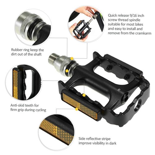 Lixada Mountain Bike Pedals,Mountain Bicycle Pedals Quick Release Pedals Cycling Platform Pedal with Pedal Extender Adapter